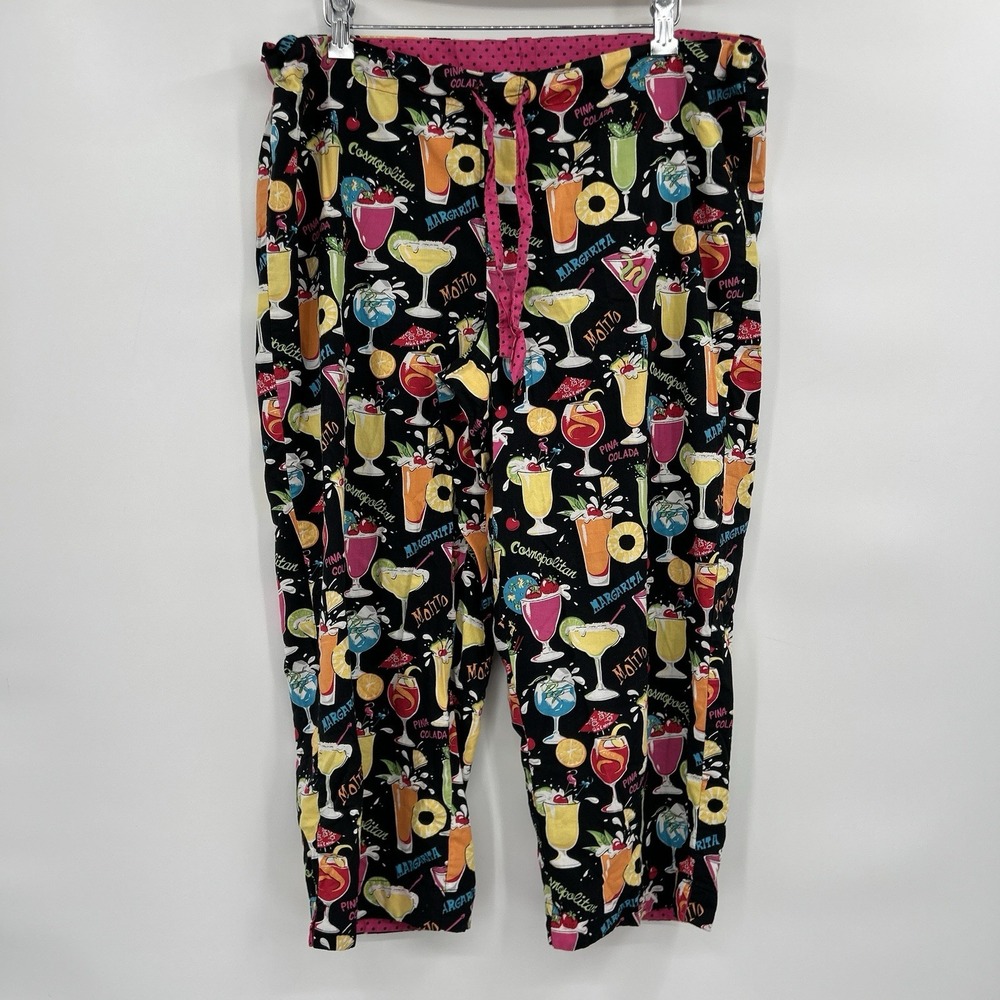 Nick & Nora Womens Cocktail Glasses Cropped Pajama Pants Size S Lounge Sleep